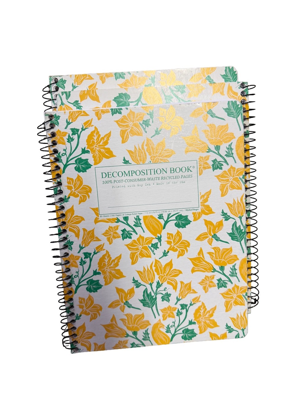 Decomposition Book Spiral Notebook - Yellow & Green Floral